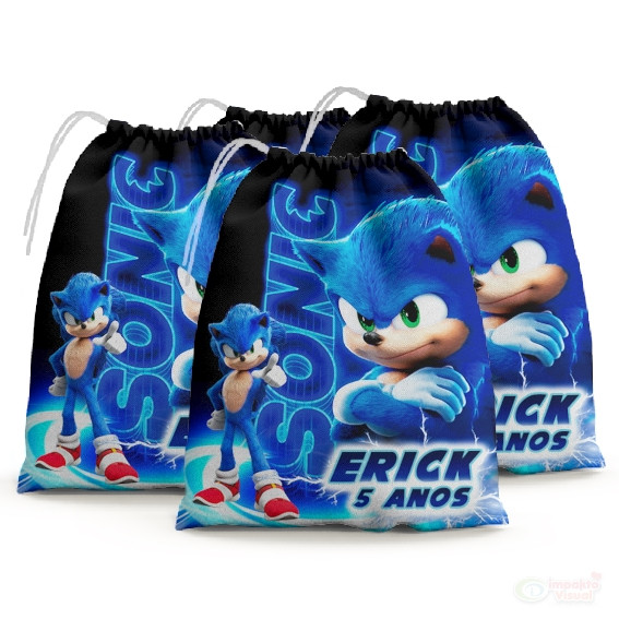 30 Sacolinhas Surpresa Personalizada Tecido Sonic Filme M001 (15x20) em Oferta na Shopee