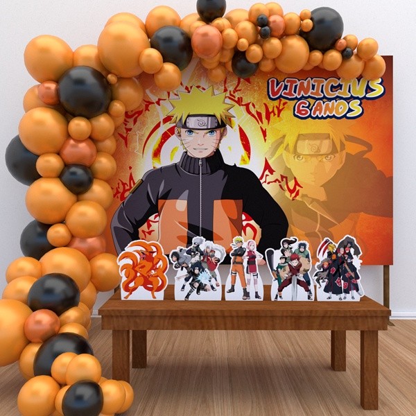 Kit Ouro Personalizado Festa Aniversário Naruto 1 Decoração Cenários