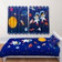 Kit Jogo de Quarto Infantil Cortina Jogo Lençol Cobre Leito Astronauta
