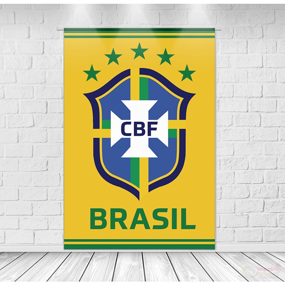 Painel Decoração Retangular Tecido Sublimado Seleção Brasileira Brasil 2 1,50x2,20