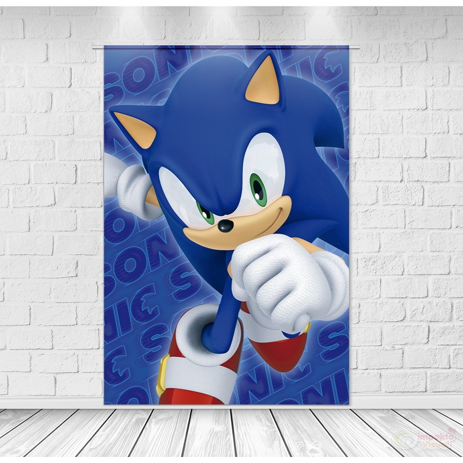 Painel Decoração Retangular Tecido Sublimado Sonic 002 1,50x2,20