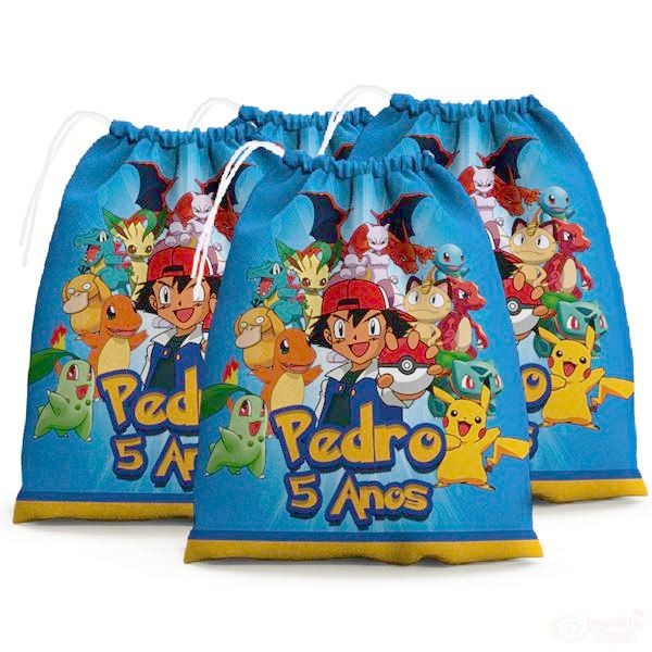 30 Sacolinhas Surpresa Personalizada Tecido Pokémon (15x20) em Oferta na Shopee