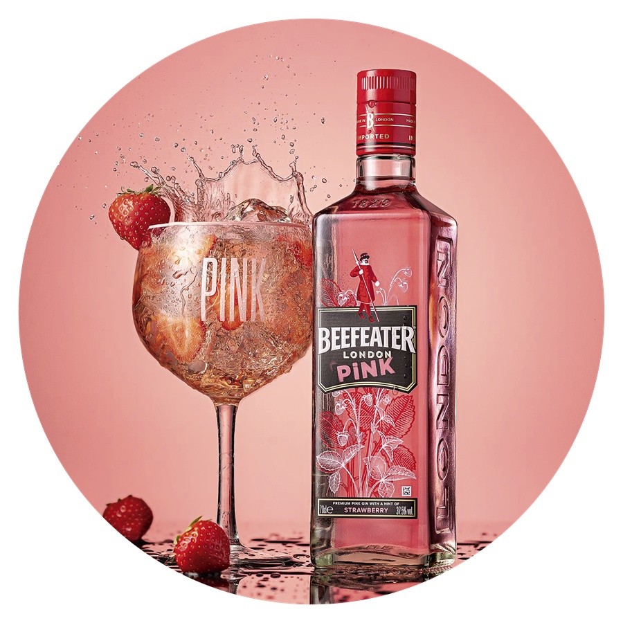 Painel Festa Decoração Redondo Sublimado GIN BEEFEATER LONDON PINK  1,50x1,50