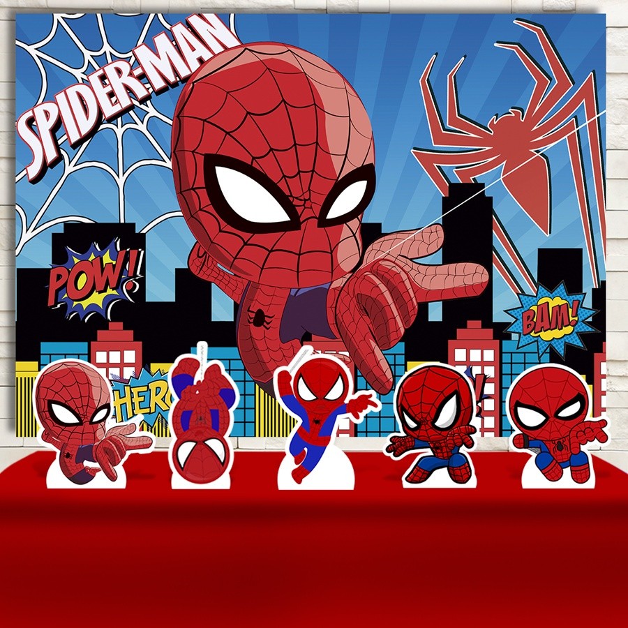 Festa Aniversário Homem Aranha Baby Decoração Cenários Kit Prata