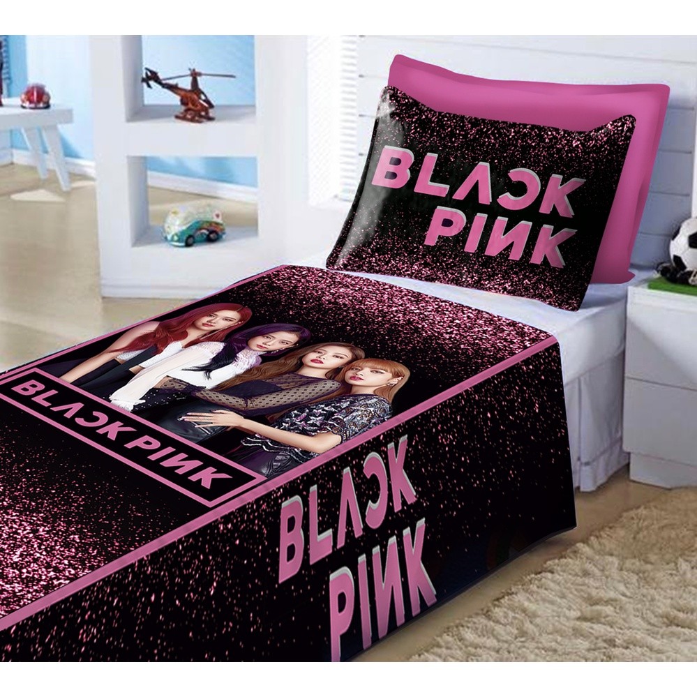 Jogo De Lençol Cobre Leito + Fronha Quarto Infantil Blackpink em Oferta na Shopee
