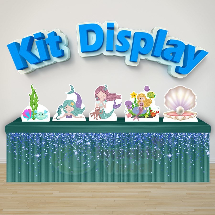 Kit 5 Displays De Mesa Festa Decoração Infantil Sereia Fundo do mar