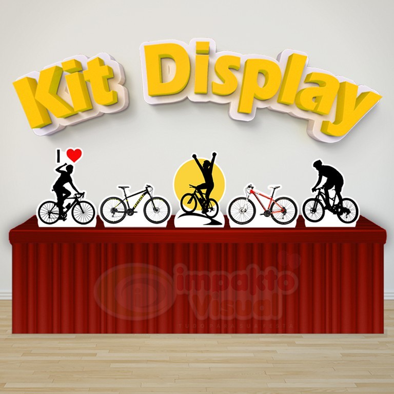 Kit 5 Displays De Mesa Festa Decoração Infantil Bike Ciclista Bicicleta