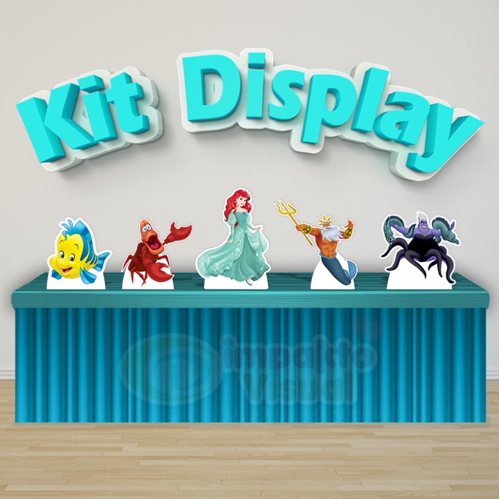 Kit 5 Displays De Mesa Festa Decoração Infantil Ariel Pequena Sereia
