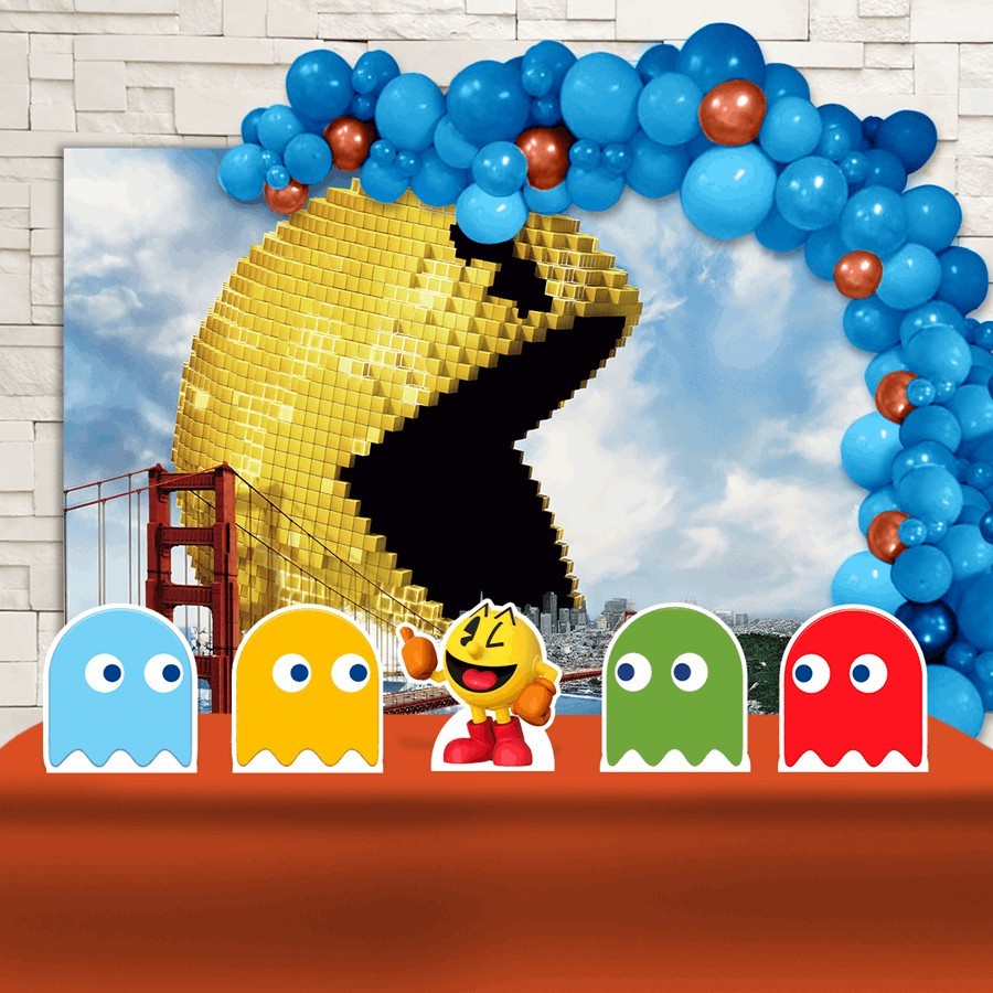 Kit Festa Aniversário Pixel Pac Man Kit Ouro