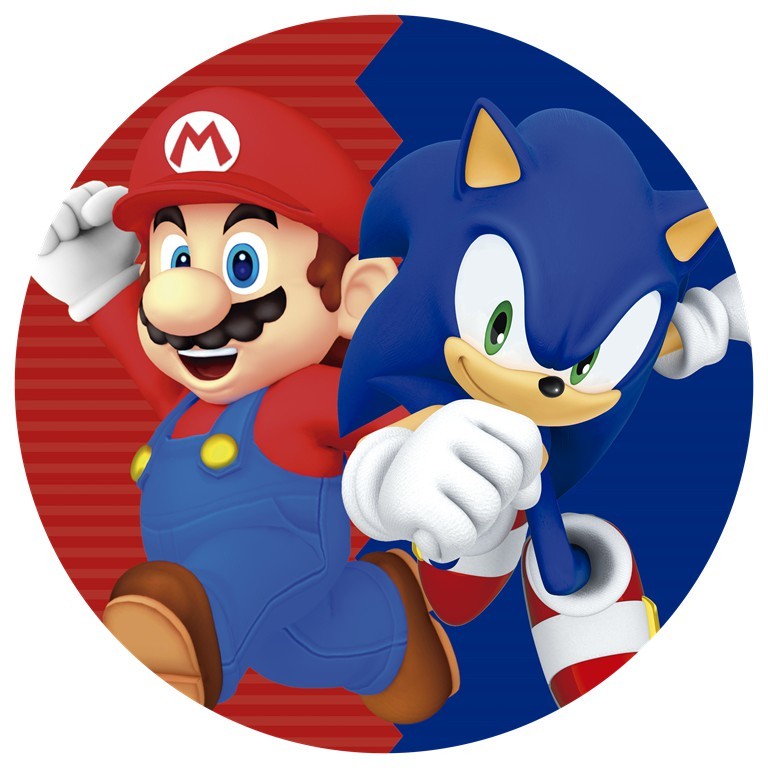 Painel Redondo Sublimado Mario vs Sonic 1,50x1,50