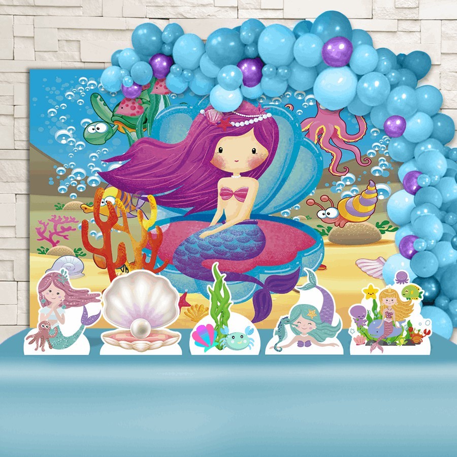 Festa Aniversário Sereia Decoração Cenários Kit Ouro