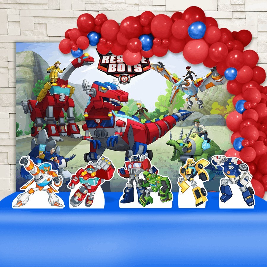 Kit Festa Aniversário Transformers Rescue Bots Decoração ouro