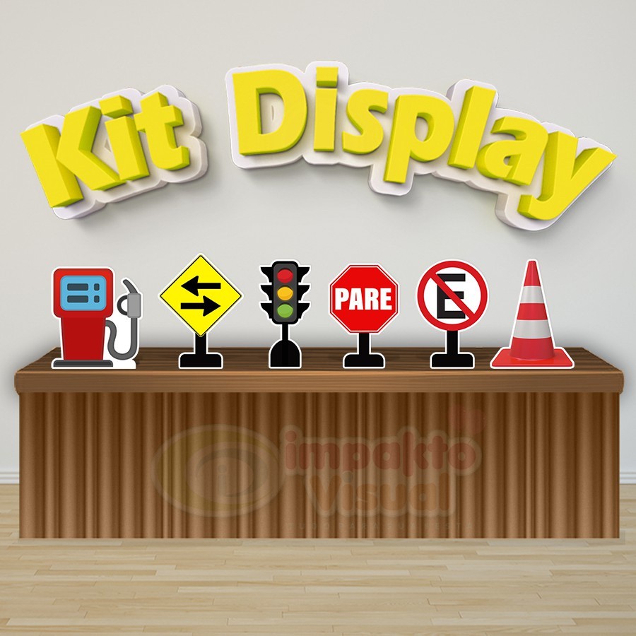 Kit 6 Displays De Mesa Festa Decoração Infantil Placa de Transito em Oferta na Shopee