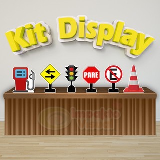 Kit 6 Displays De Mesa Festa Decoração Infantil Placa de Transito