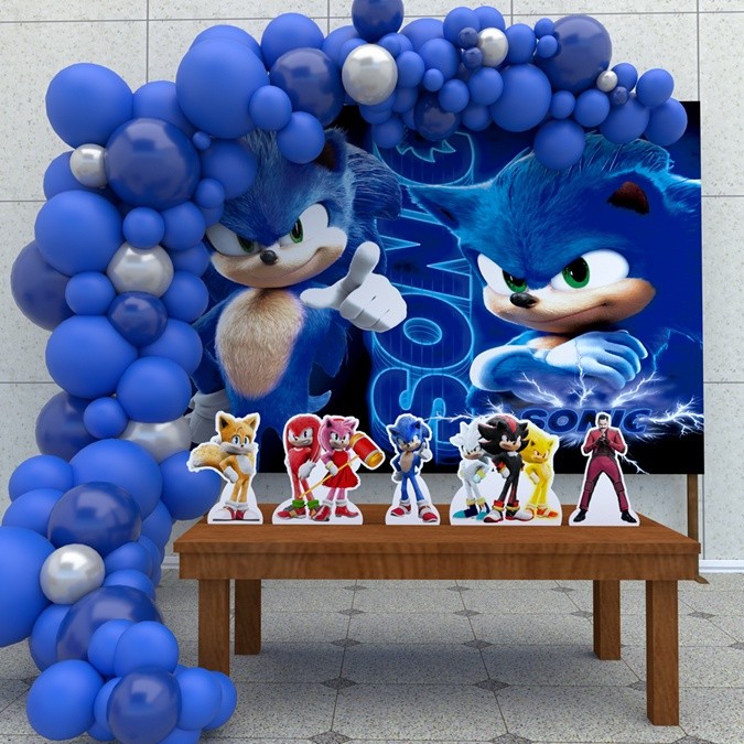 Festa Aniversário Sonic Filme Decoração Kit Ouro em Oferta na Shopee