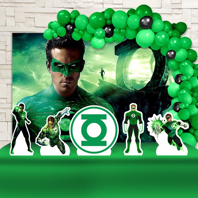Festa Aniversário Lanterna Verde Decoração Cenários Kit Ouro
