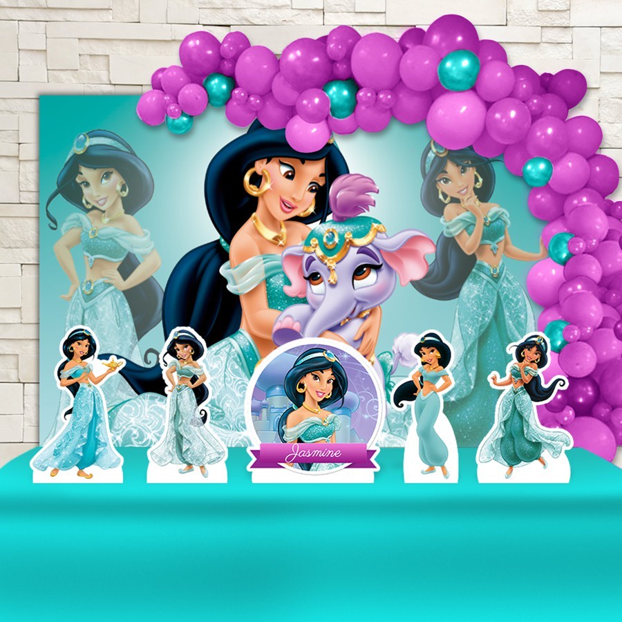 Festa Aniversário Jasmine Decoração Cenários Kit Ouro em Oferta na Shopee