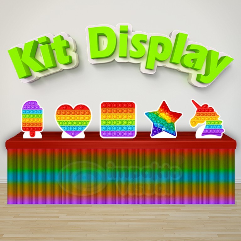 Kit 5 Displays De Mesa Festa Decoração Infantil Fidget Toys Pop It Poppet