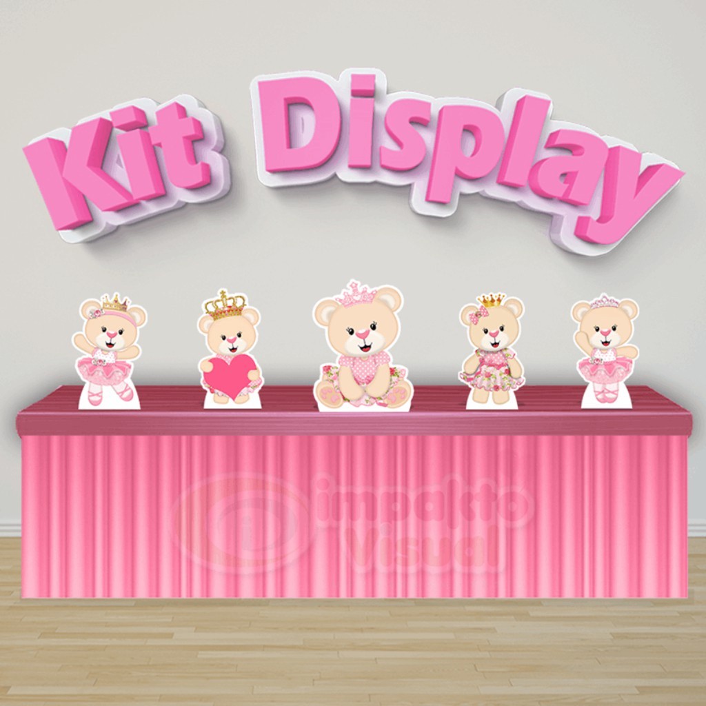 Kit 5 Displays De Mesa Festa Decoração Infantil Ursa Ursinha Princesa em Oferta na Shopee