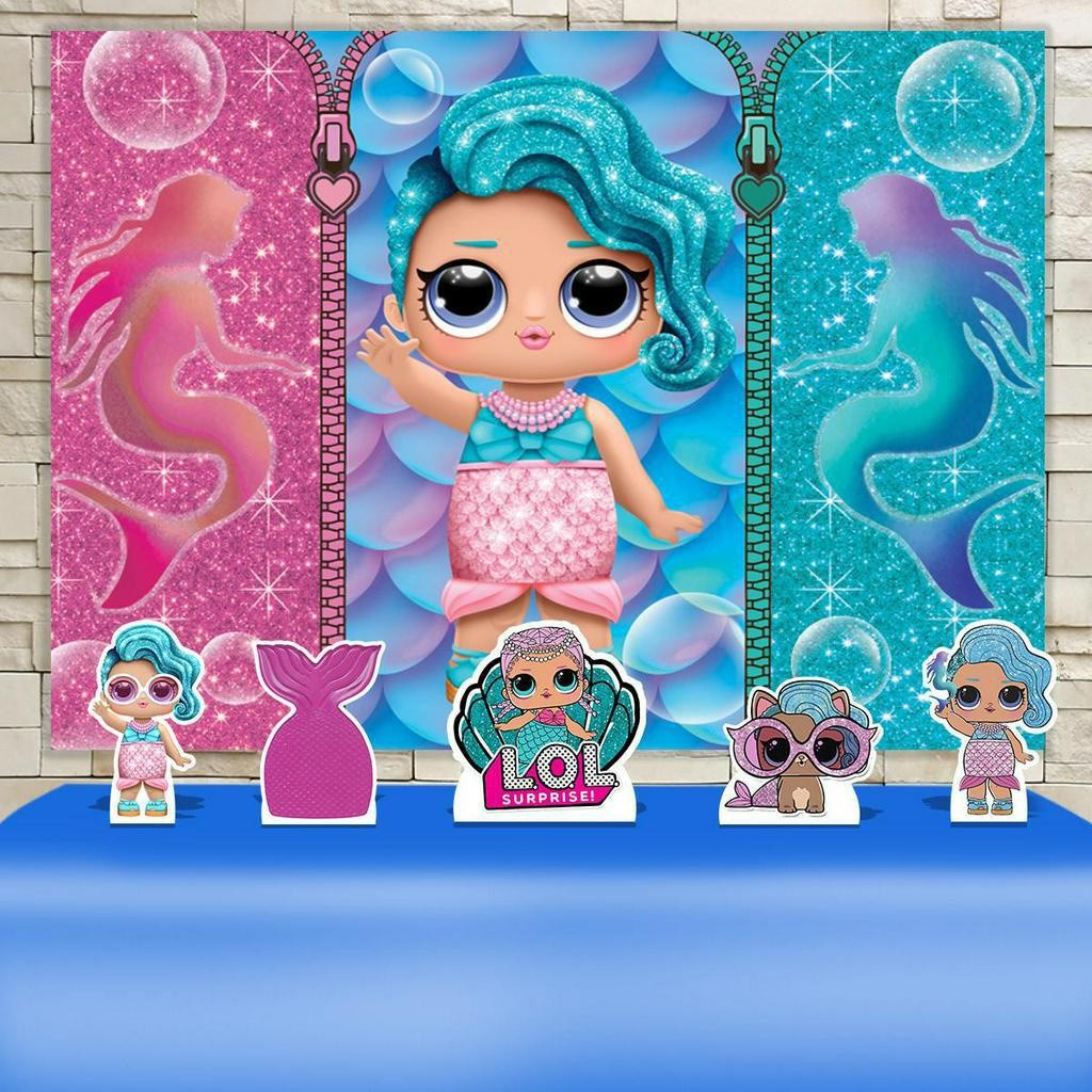 Festa Aniversário Lol Sereia Decoração Cenários Kit Prata
