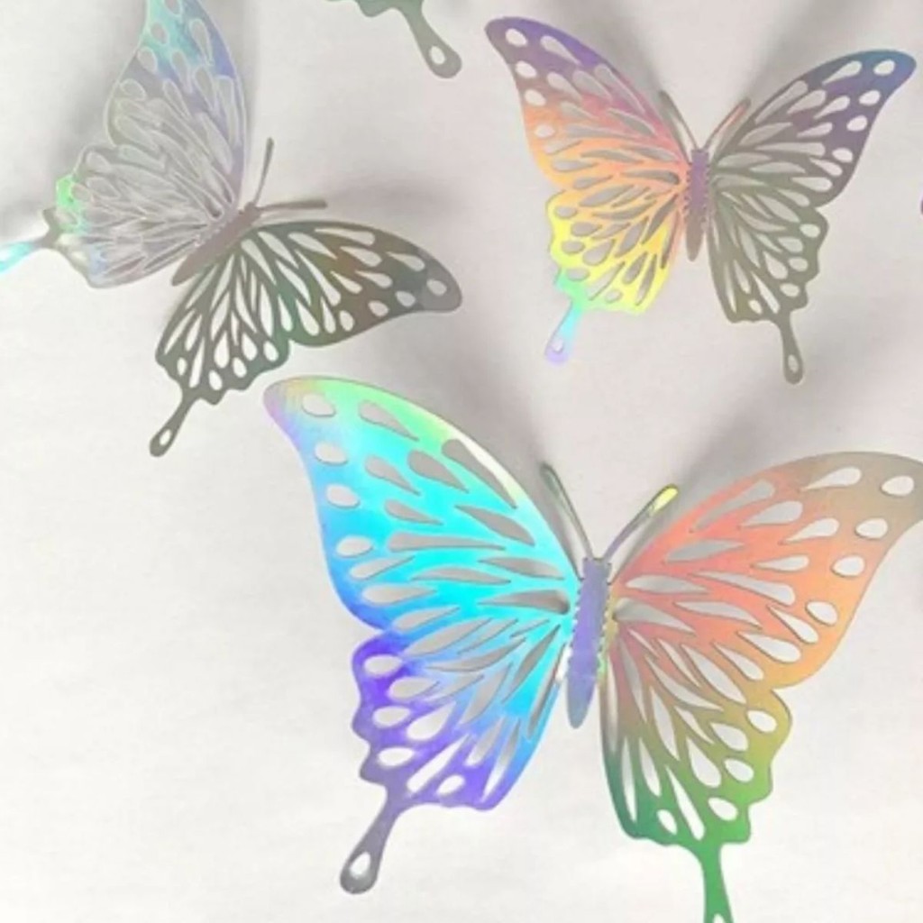 12 Borboletas Decorativas 3D para Decoração de Casa Festa Adesivo de Parede Aniversário Topo de Bolo MOD T em Oferta na Shopee