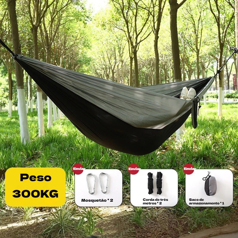 Rede De Dormir Casal 300kg Lazer Camping Selva Nylon 210t Rede Descanso
