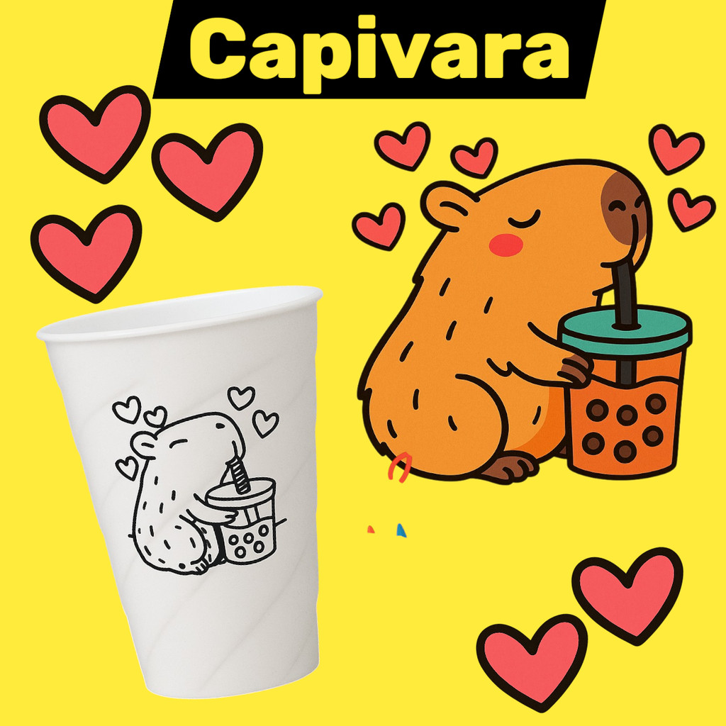 Kit 30 Copos twister pp mágico Capivara dia das crianças plastico interativo para colorir infantil