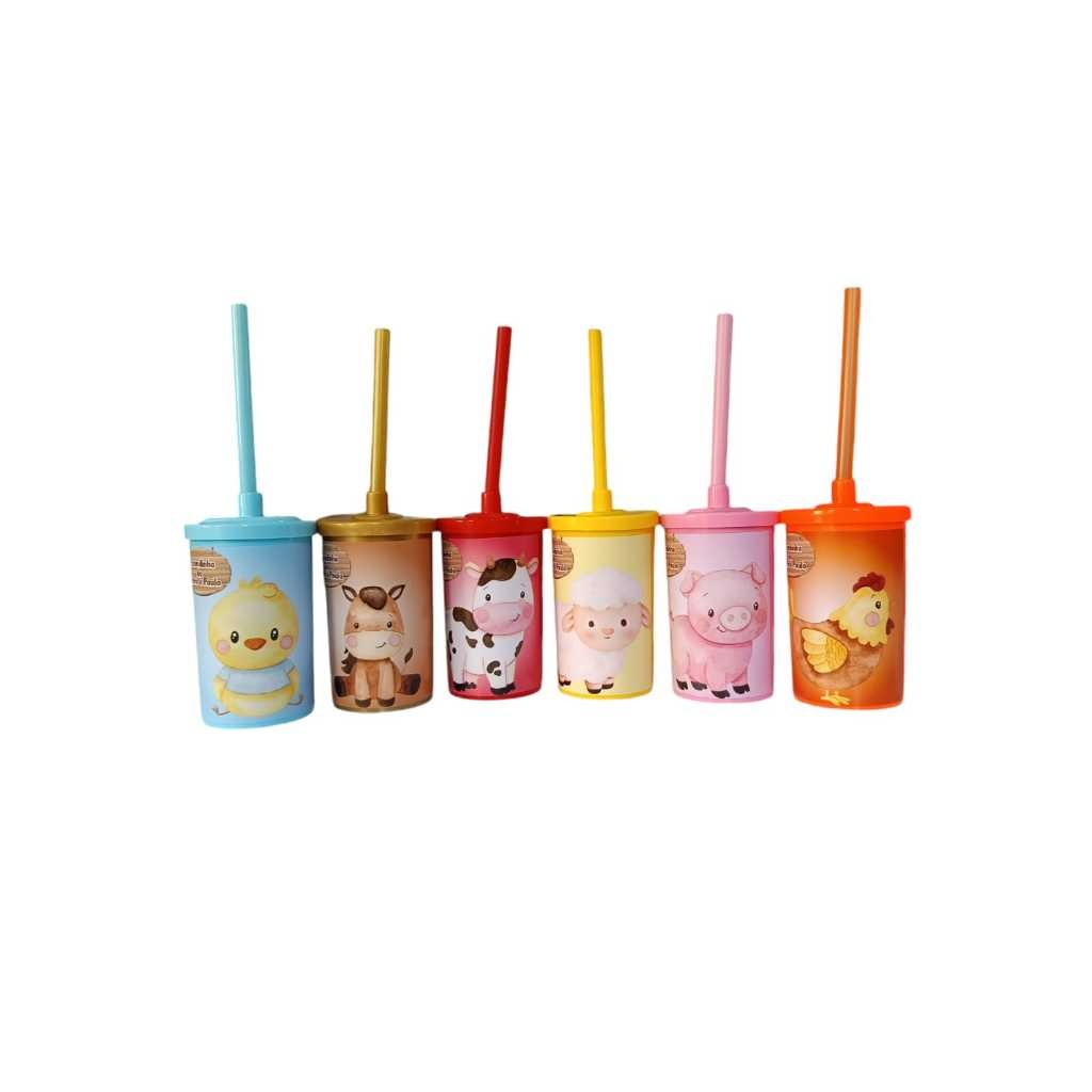 10 Copos personalizado Fazendinha aquarela / copinho short drink 200ml.