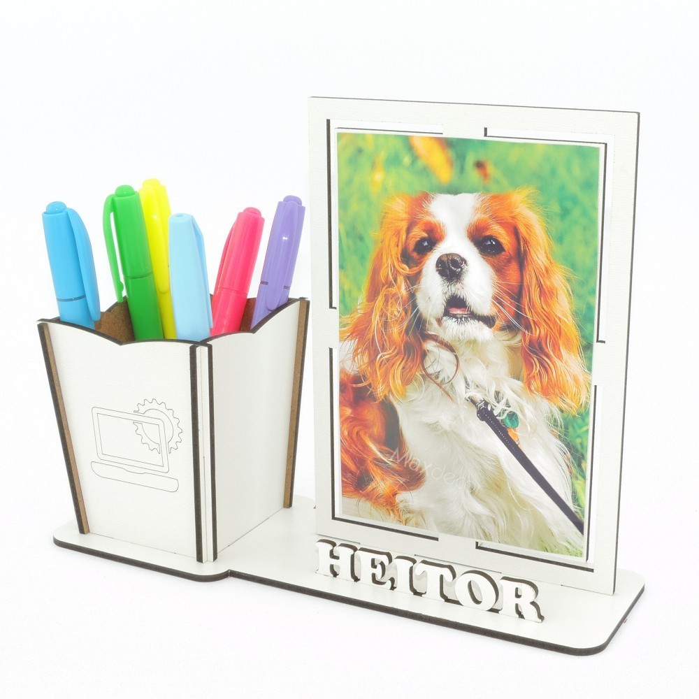 10 Porta Foto e Canetas Personalizado Mdf Branco Informática