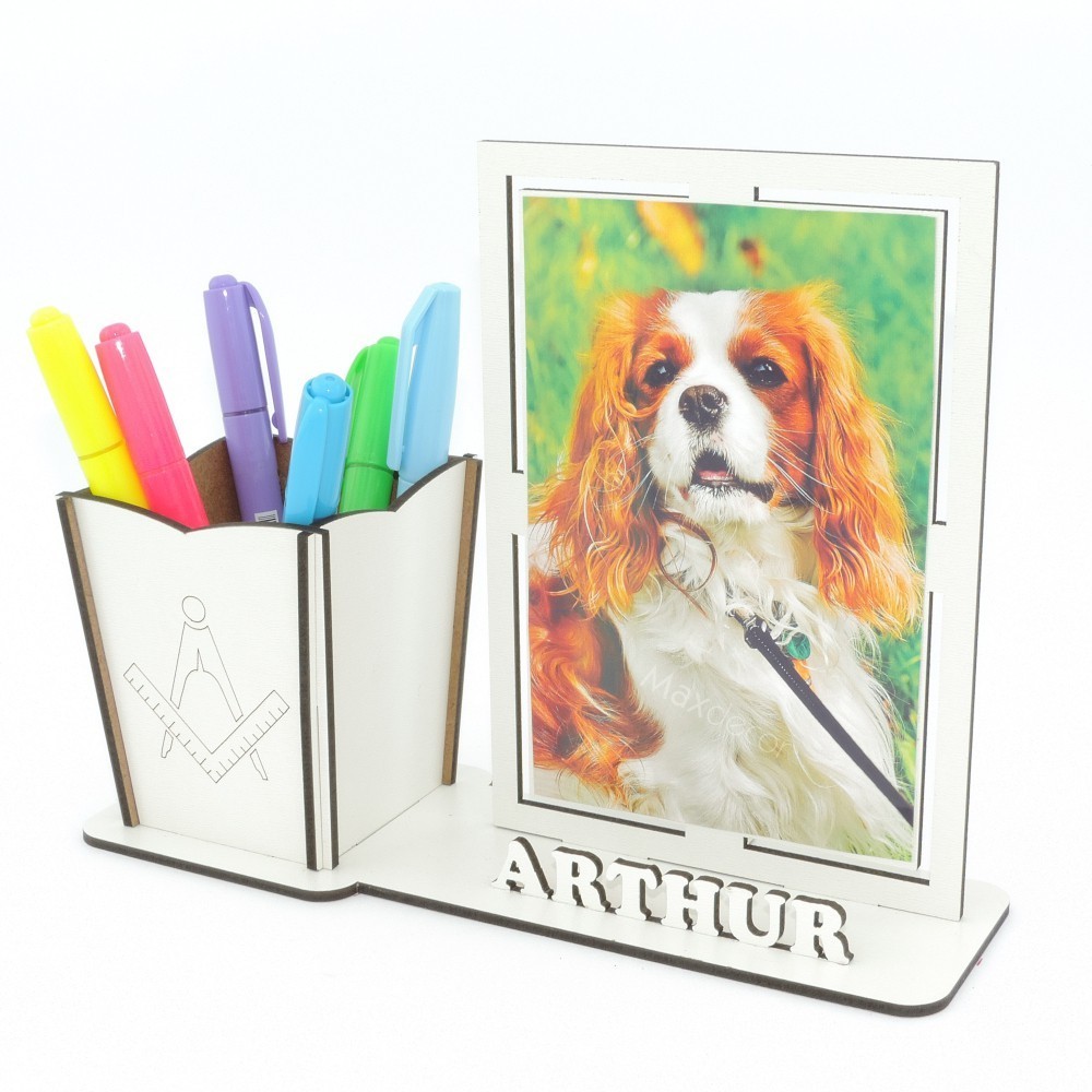 10 Porta Foto e Canetas Personalizado Mdf Branco Arquitetura