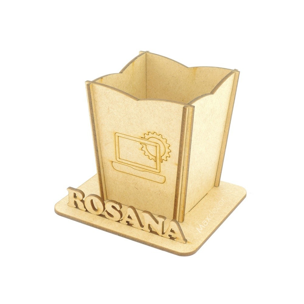10 Porta Canetas Personalizado Com Nome Mdf - Informática