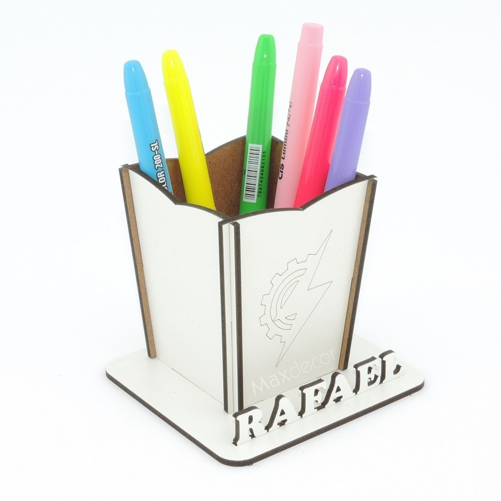 10 Porta Canetas Personalizado Mdf Branco Engenharia Elétrica