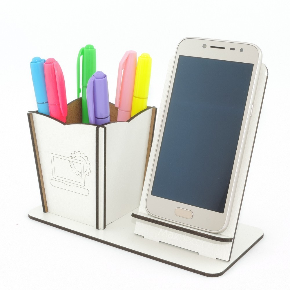 10 Porta Celular e Porta Lápis Personalizado Branco Informática