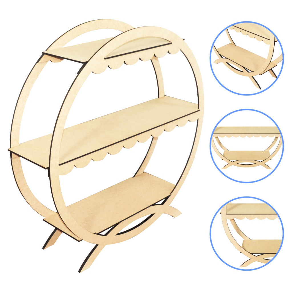Prateleira Porta Doces Circular Tipo Escadinha Decoração de Festa Mdf
