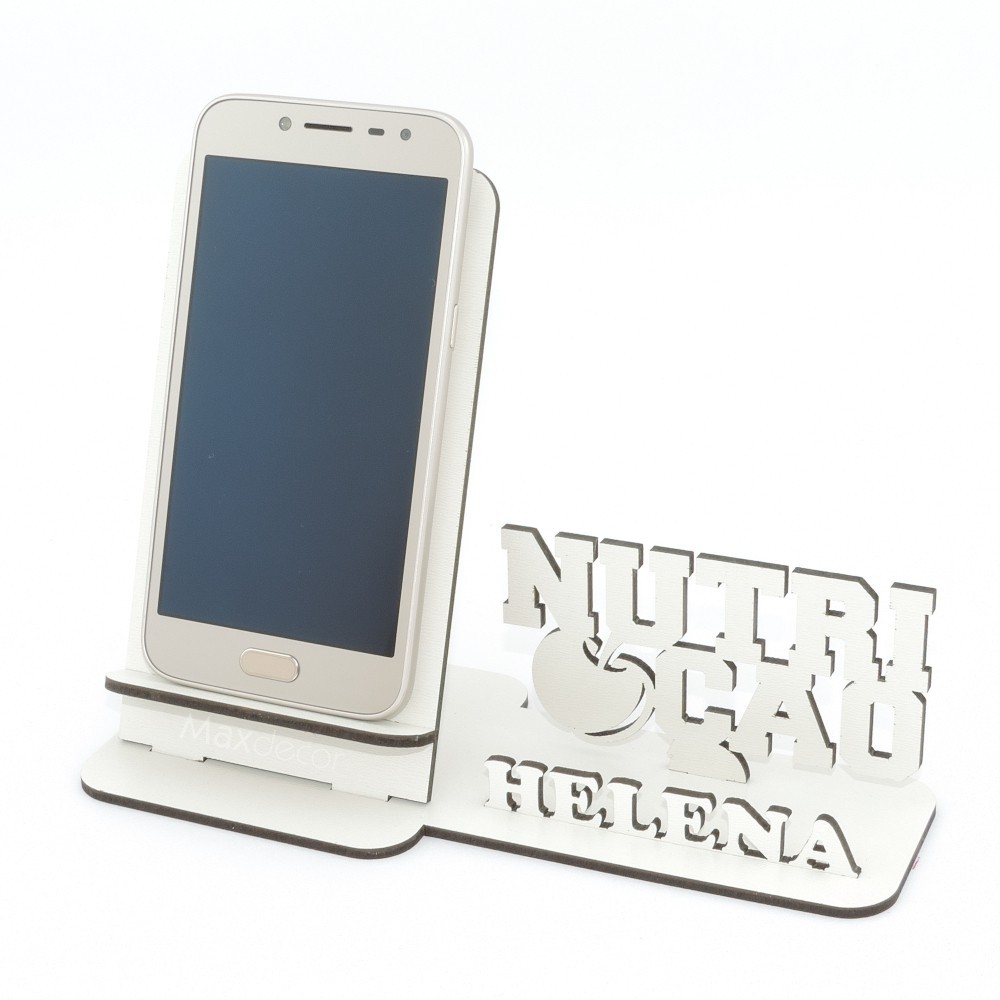 10 Suporte Celular Personalizado Mdf Branco Display Nutrição