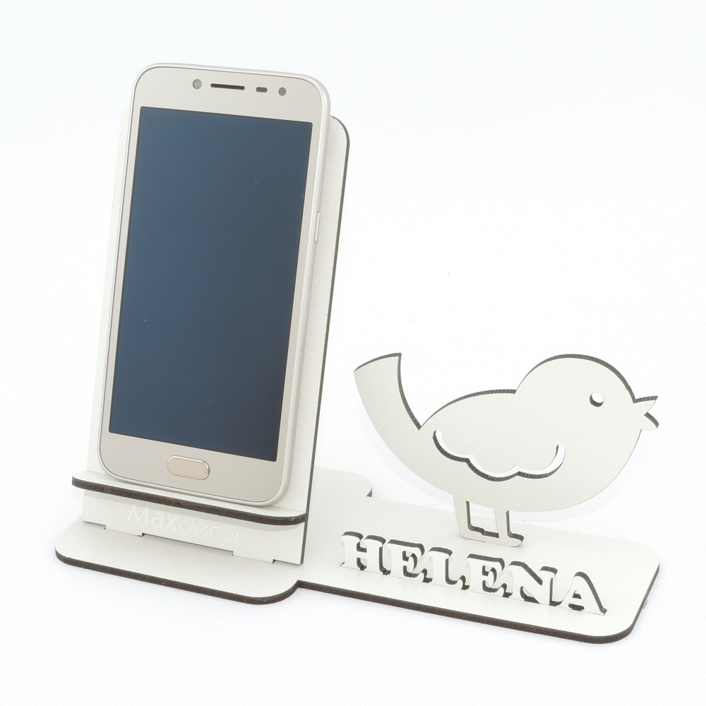 10 Suporte Celular Personalizado Mdf Branco Display Passarinho