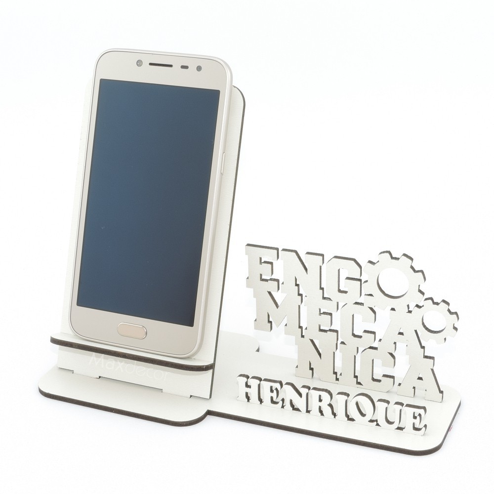 10 Suporte Celular Personalizado Mdf Branco Display Engenharia Mecânica