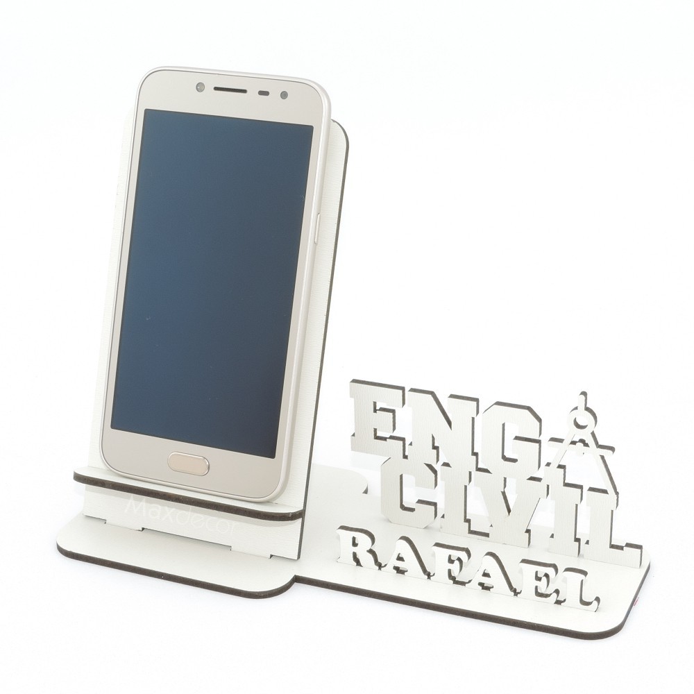 10 Suporte Celular Personalizado Mdf Branco Display Engenharia Civil
