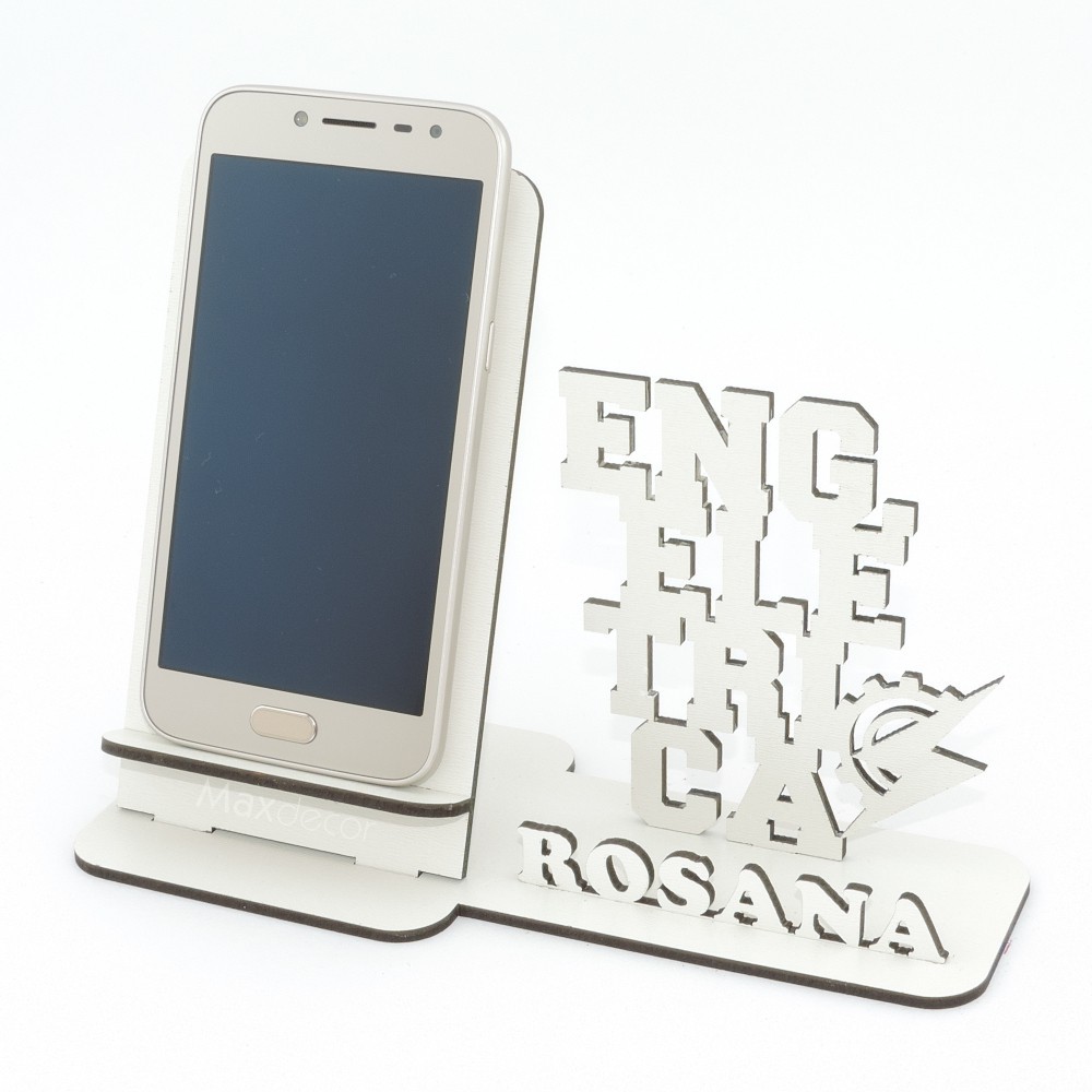 10 Suporte Celular Personalizado Mdf Branco Display Engenharia Elétrica
