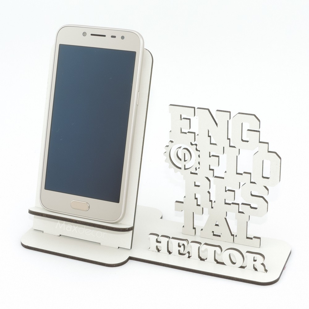 10 Suporte Celular Personalizado Mdf Branco Display Engenharia Florestal