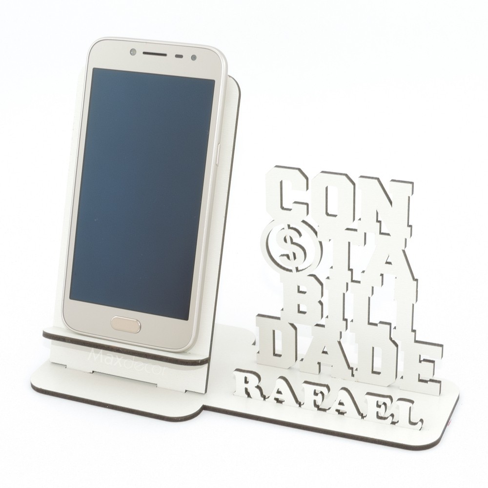 10 Suporte Celular Personalizado Mdf Branco Display Contabilidade