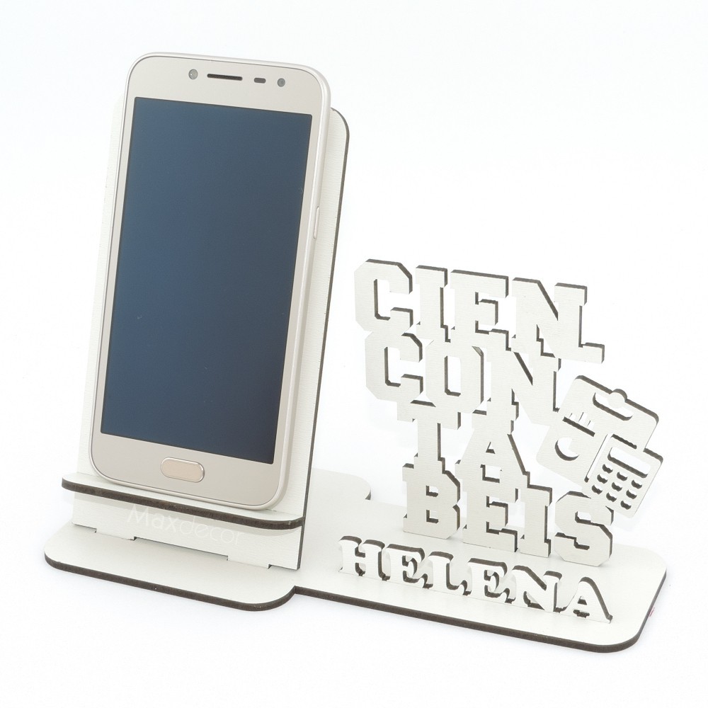 10 Suporte Celular Personalizado Mdf Branco Display Ciências Contábeis