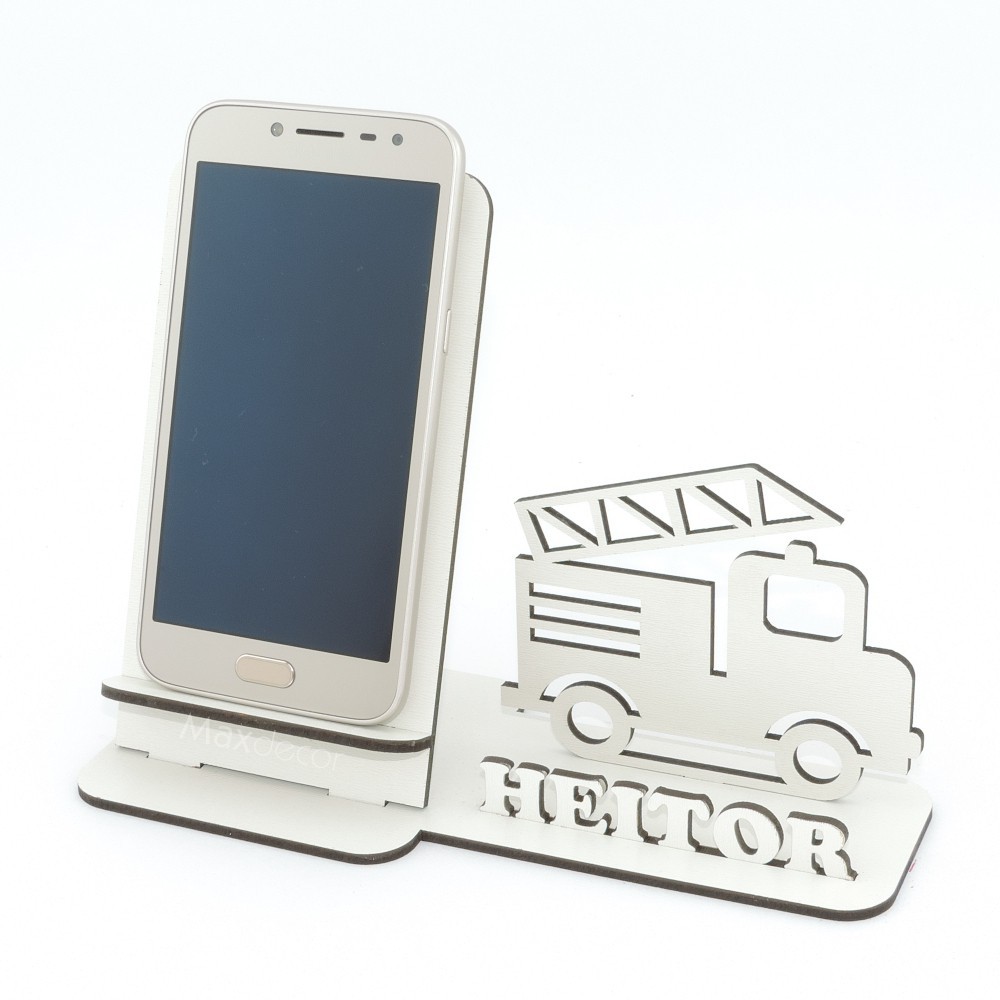 10 Suporte Celular Personalizado Mdf Branco Display Caminhão Bombeiro