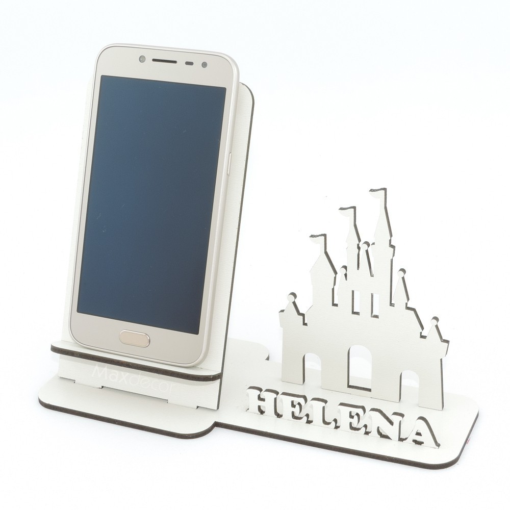 10 Suporte Celular Personalizado Mdf Branco Display Castelo