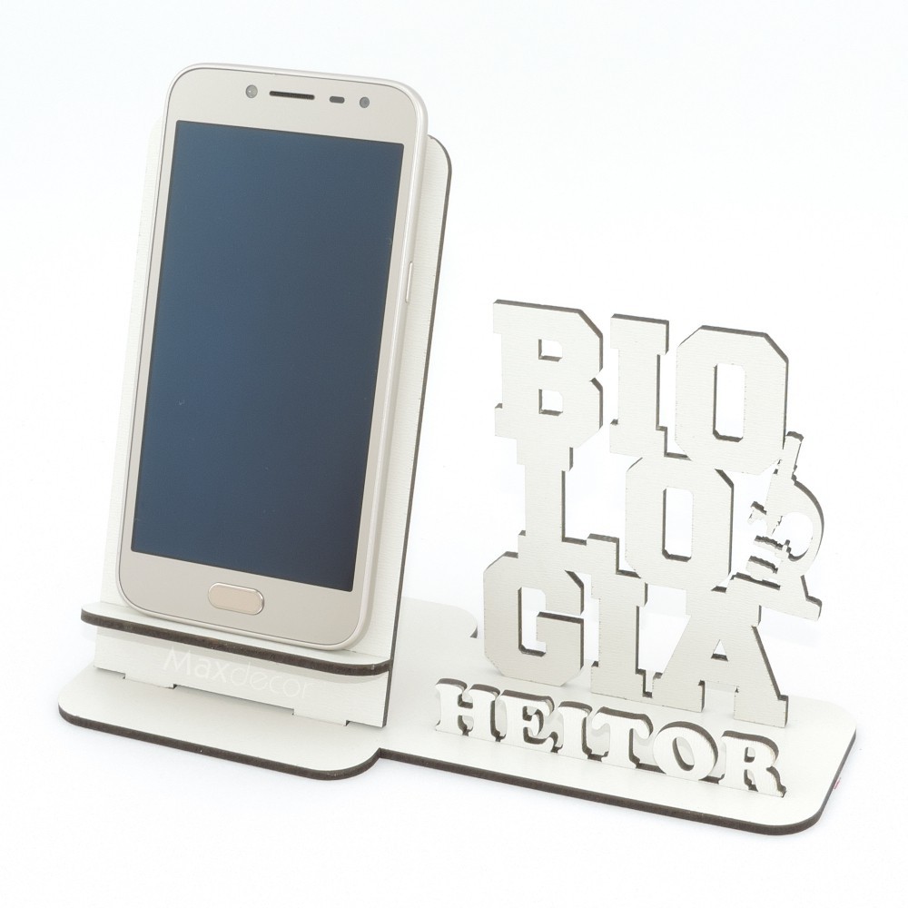 10 Suporte Celular Personalizado Mdf Branco Display Biologia