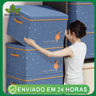 Caixas de armazenamento dobrável  com tampa organizador de cesta grandes Para Colchas E Roupas em Oferta na Shopee