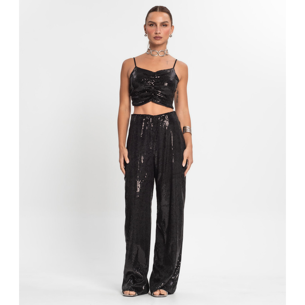 Calça De Paetê Feminina Endless Preto
