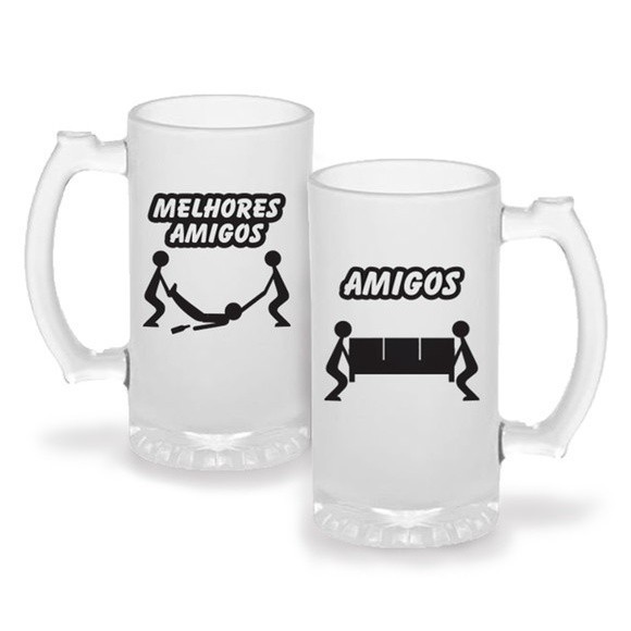 Caneca de Chopp Jateada  Melhores Amigos Frases Bebida