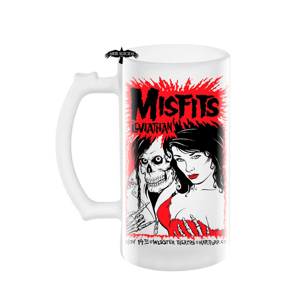 Caneca de chopp jateada misfits bandas de rock punk caveira metal