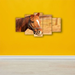 Quadro Decorativo Cavalo Marrom Fazenda Mosaico Para Parede Decoração
